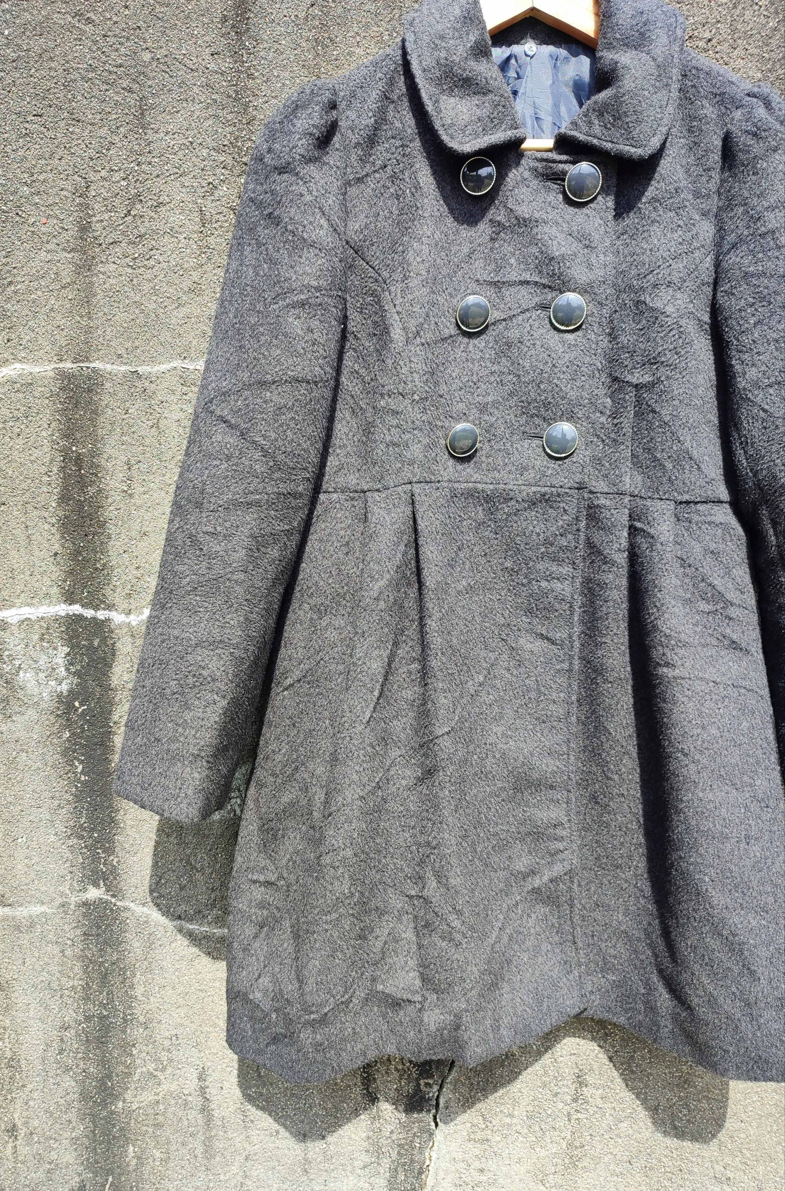 Japanese Brand Avail Avantgarde Black Double-Breasted Wool Blend Coat Size L / US 10 / IT 46 - 3 Thumbnail