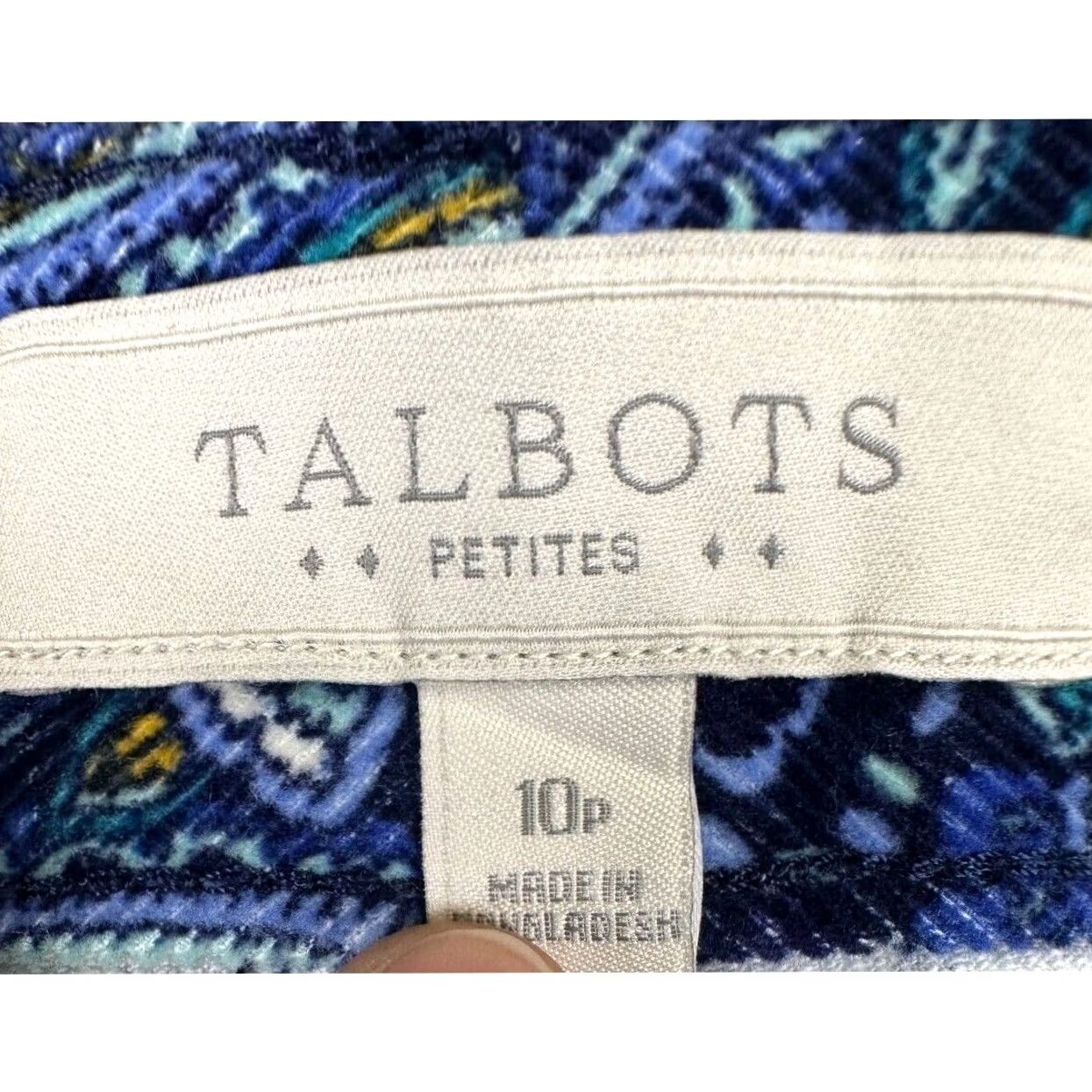 Talbots Talbots Skirt Womens 10P Petite Blue Paisley Corduroy Pencil Mini Stretch Ladies Females Women Casual Size 32" / US 10 / IT 46 - 4 Thumbnail