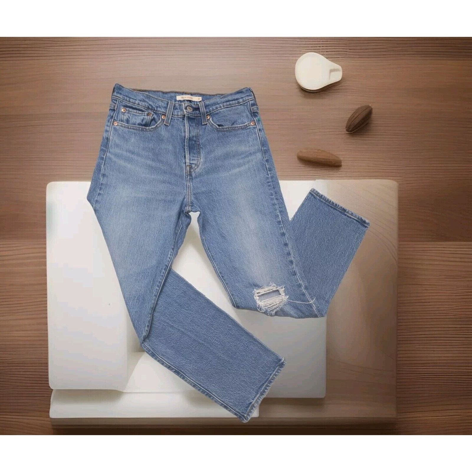 Levi's Levis Womens Light Blue Straight High Denim Wedgie Premium Size 27" / US 4 / IT 40 - 2 Thumbnail