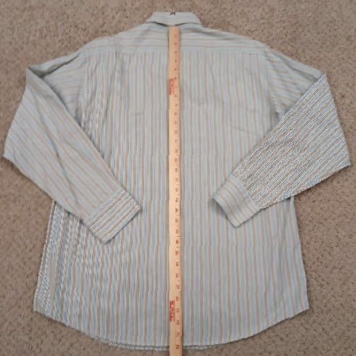 Vintage Barry Bricken Shirt Mens XL Beige Blue Striped Long Sleeve Button-Up Cotton Size US XL / EU 56 / 4 - 6 Thumbnail