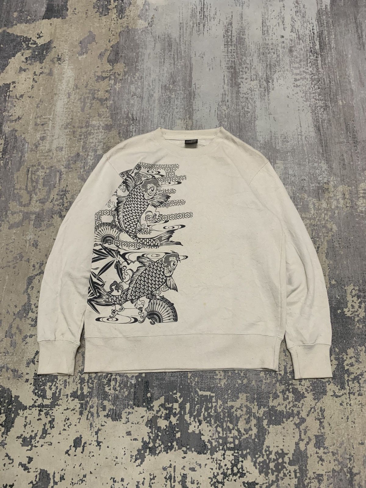 Japanese Brand Budem Koi Fish Sukajan Sweatshirt Kara Kuri
