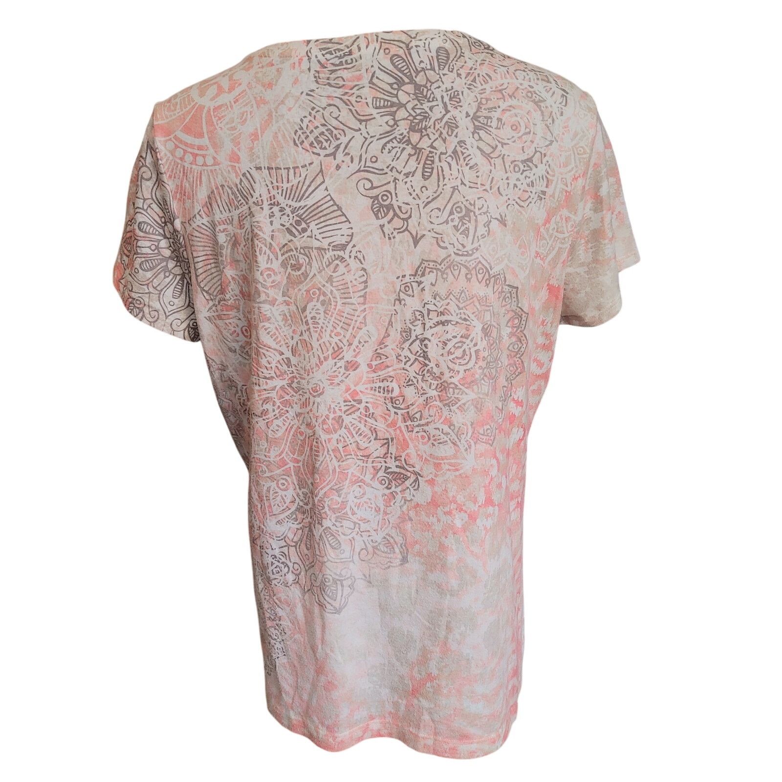 Chicos Zenergy by Chico's Women's 2 Pink/Gray Paisley Casual Tee Size L / US 10 / IT 46 - 2 Thumbnail