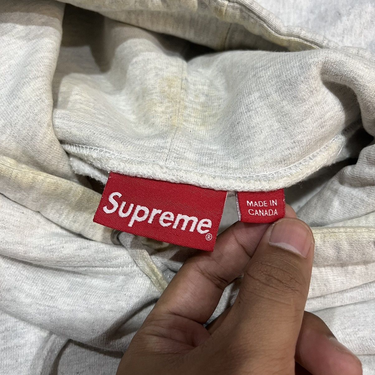 Supreme Supreme FW15 LOGO RIB HOODED SWEATERSHIRT Grey Size US XL / EU 56 / 4 - 8 Thumbnail
