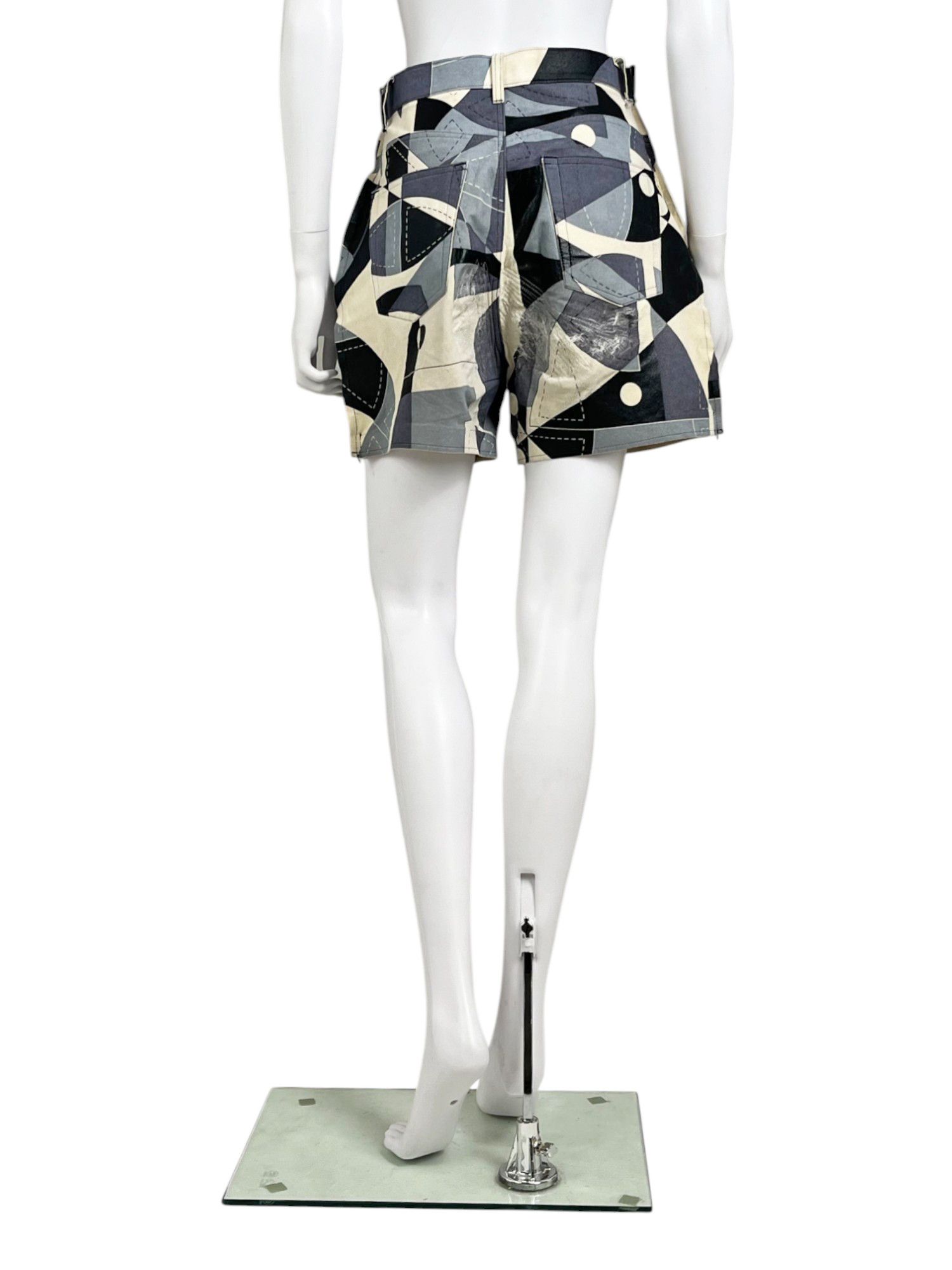 Junya Watanabe S/S 2015 Geometric Light Blue/Black High Waisted Shorts Size 27" / US 4 / IT 40 - 4 Thumbnail