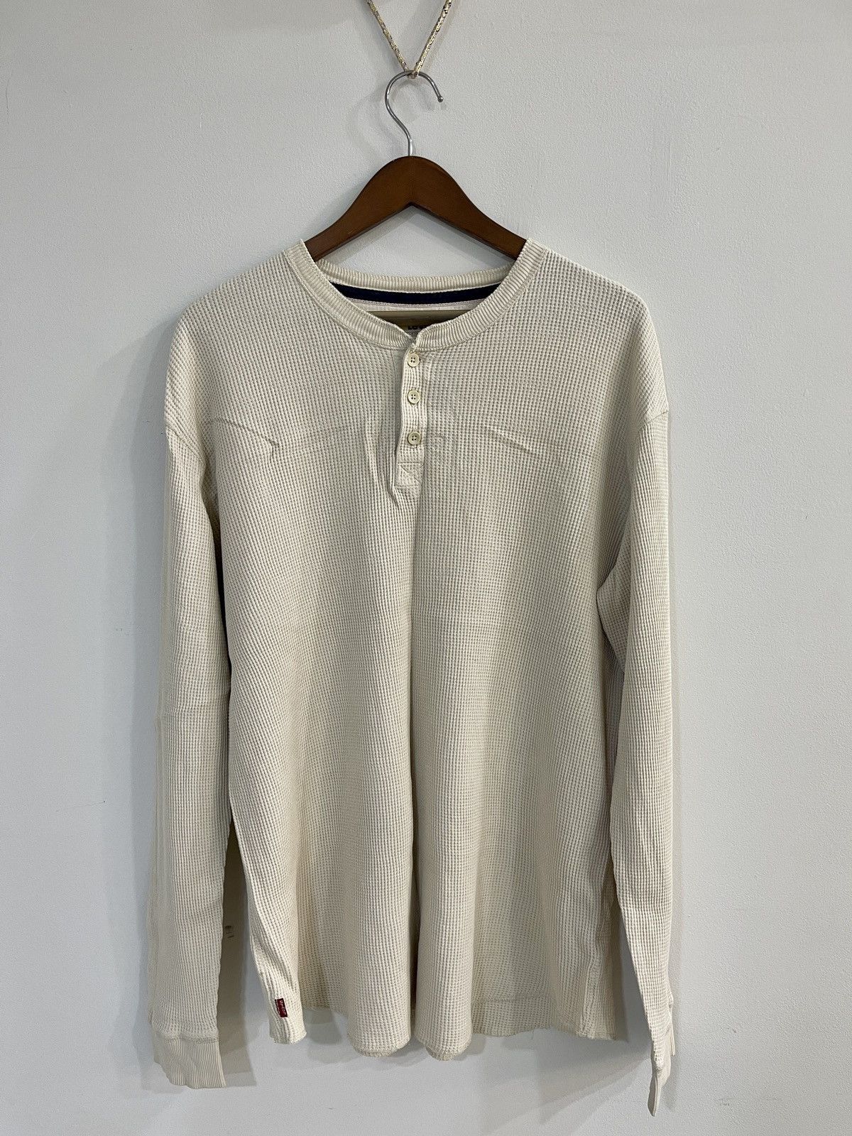 Levi's VINTAGE LEVIS COTTON LONG SLEEVE HENLEY SHIRT OATMEAL BROWN Size US XXL / EU 58 / 5 - 2 Thumbnail