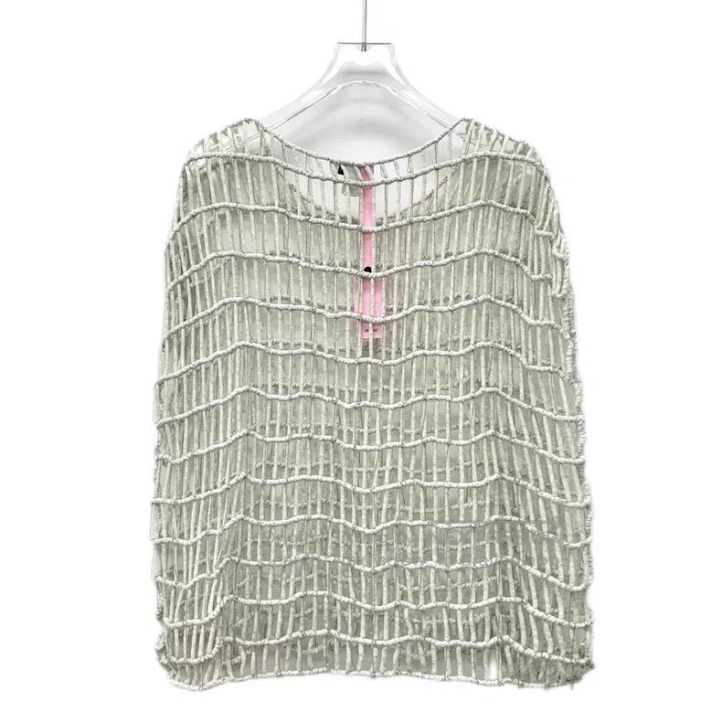 Brunello Cucinelli Brunello Cucinelli Cotton round-neck woven openwork cardig Size L / US 10 / IT 46 - 2 Thumbnail
