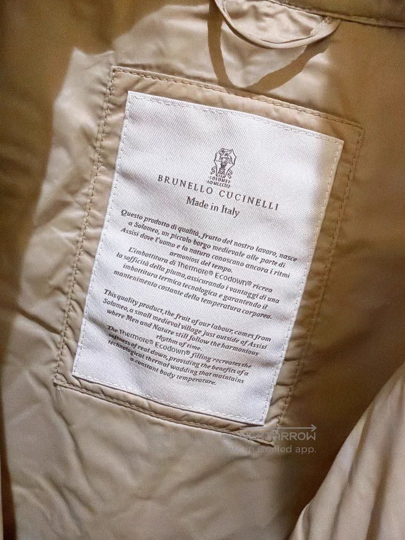 Brunello Cucinelli Brunello Cucinelli Khaki Checkered Padded Long Cotton Coat Size XXS / US 00 / IT 34 - 7 Thumbnail