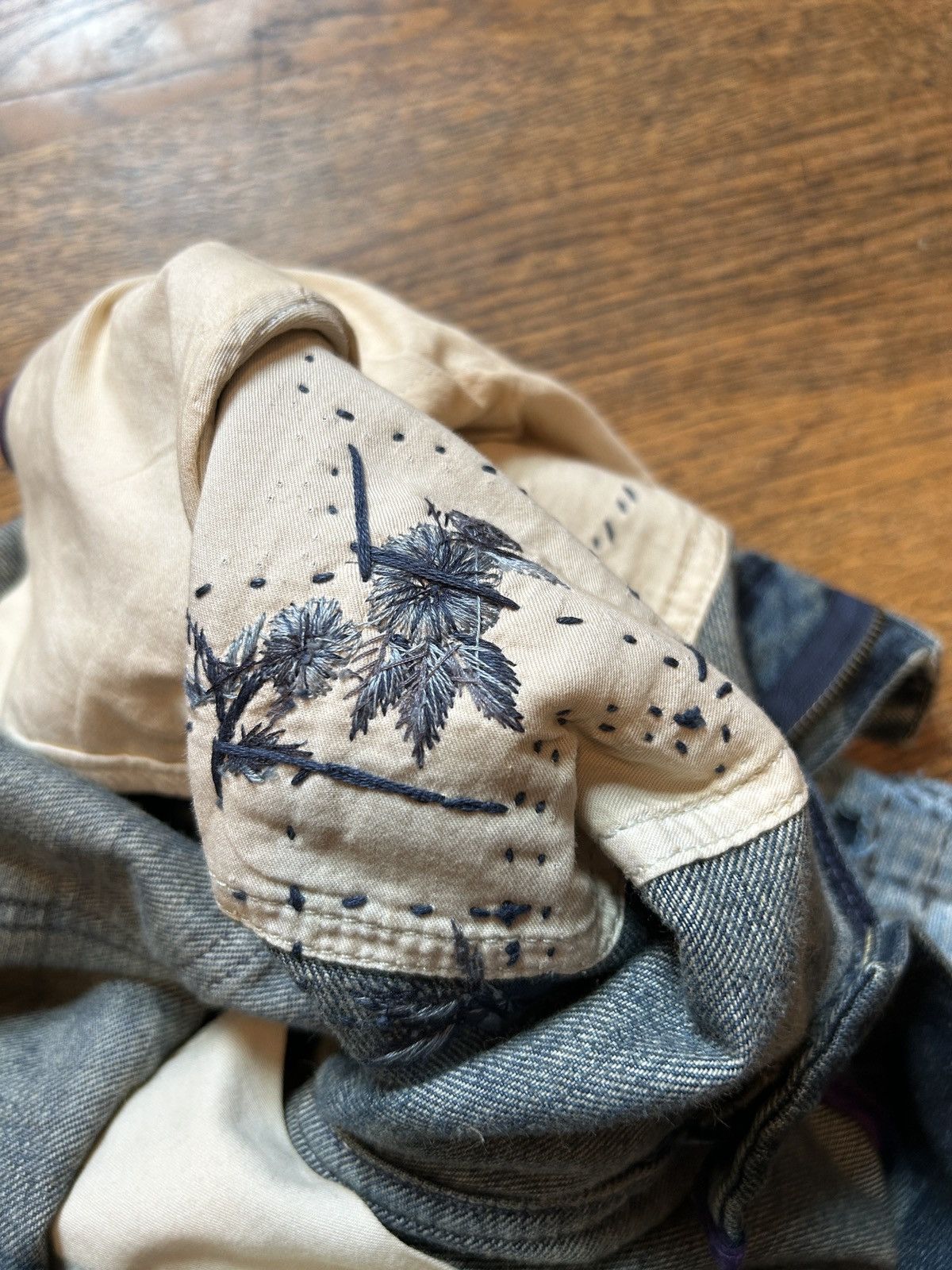 Ralph Lauren Purple Label Runway Tie-Dyed Hand Embroidered and Beaded Boro Jeans Size US 30 / EU 46 - 14 Thumbnail