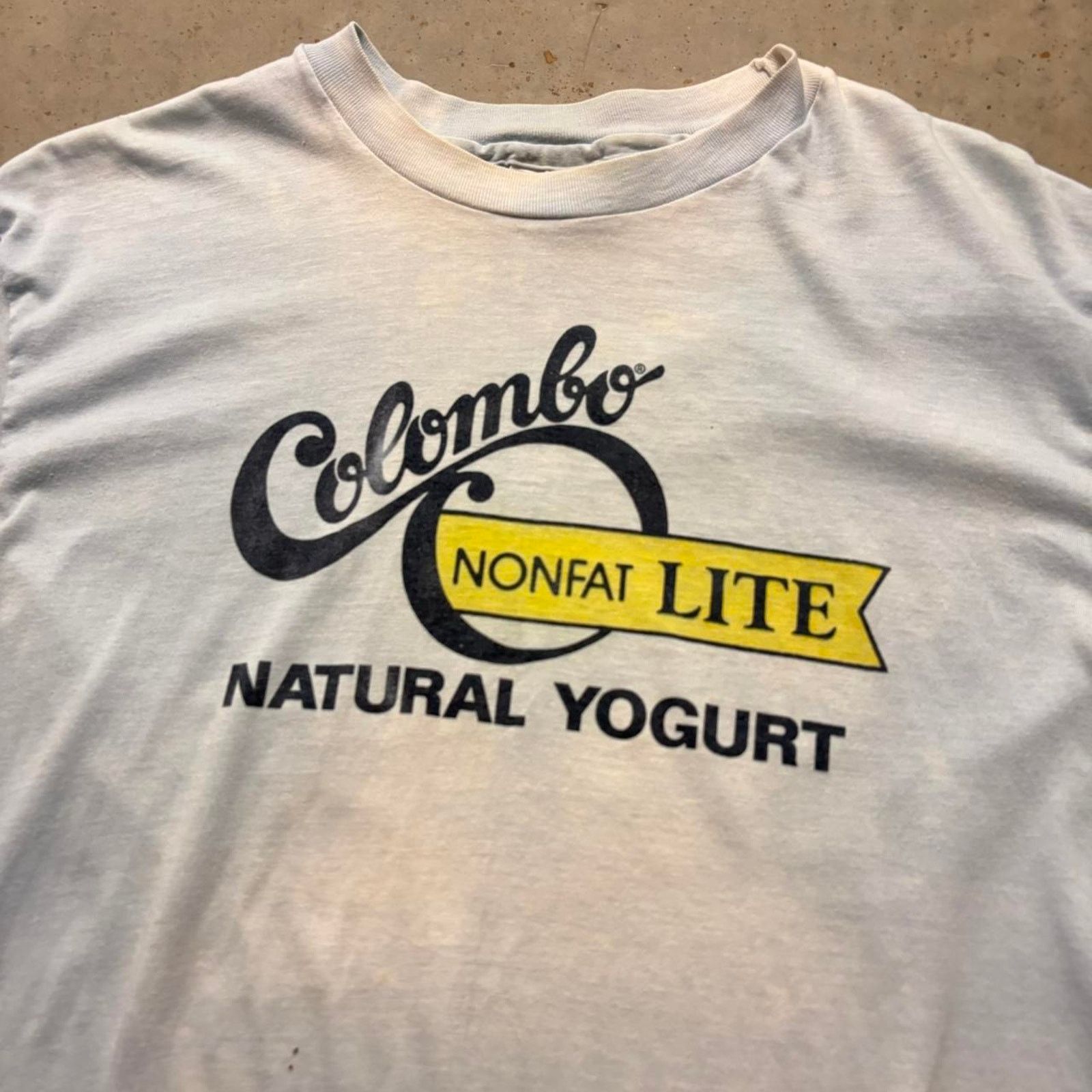 Japanese Brand × Vintage Crazy Vintage 80s Colombo Yogurt Faded Promo Graphic T Shirt Size US XL / EU 56 / 4 - 2 Thumbnail