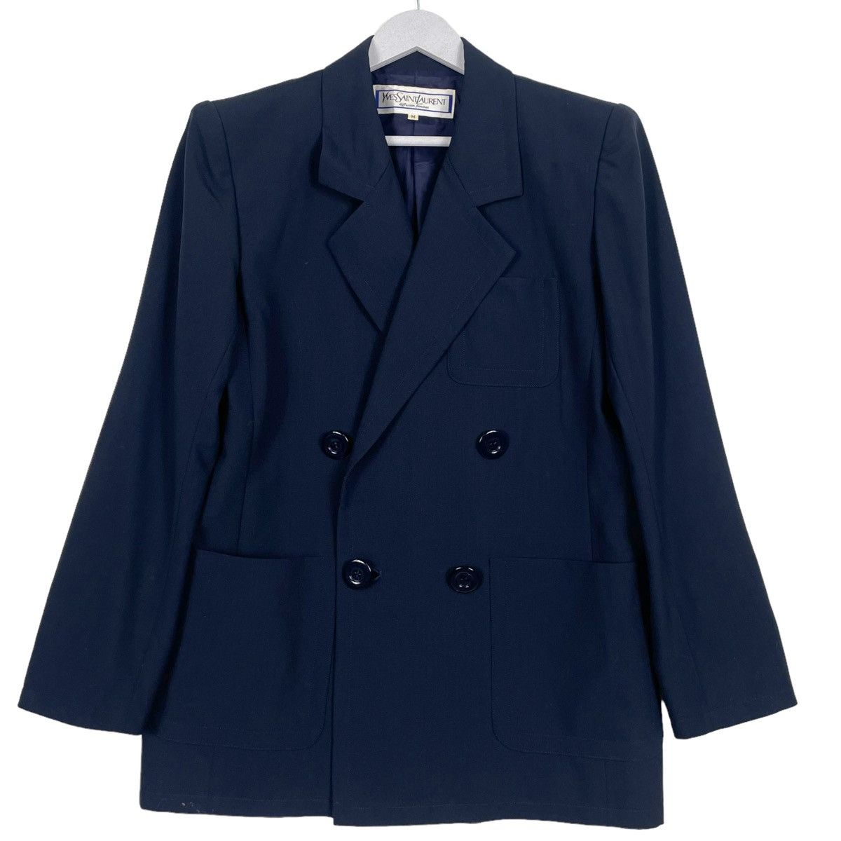 Vintage × Yves Saint Laurent 💥YVES SAINT LAURENT NAVY COAT BLAZER JACKET Size M / US 6-8 / IT 42-44 - 1 Thumbnail