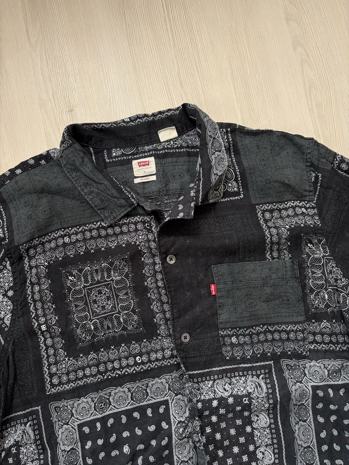 Levi's Levis Bandana Patchwork Short Sleeve Shirt Size US L / EU 52-54 / 3 - 2 Thumbnail