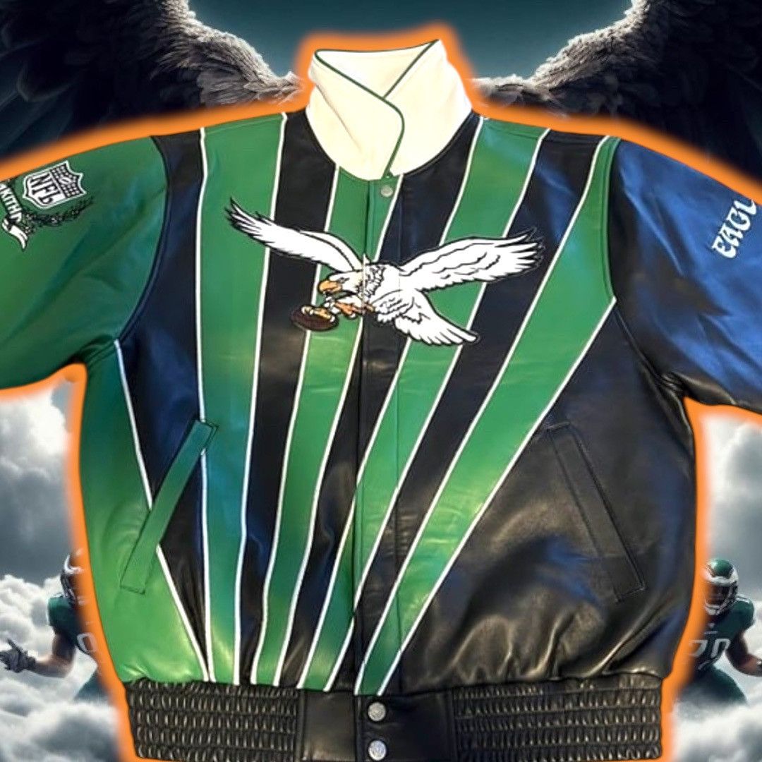 Jeff Hamilton × Kith × NFL Kith & Jeff Hamilton 🇺🇸 Eagles 🦅Leather Varsity Jacket 🏈🧥 Size US L / EU 52-54 / 3 - 6 Thumbnail