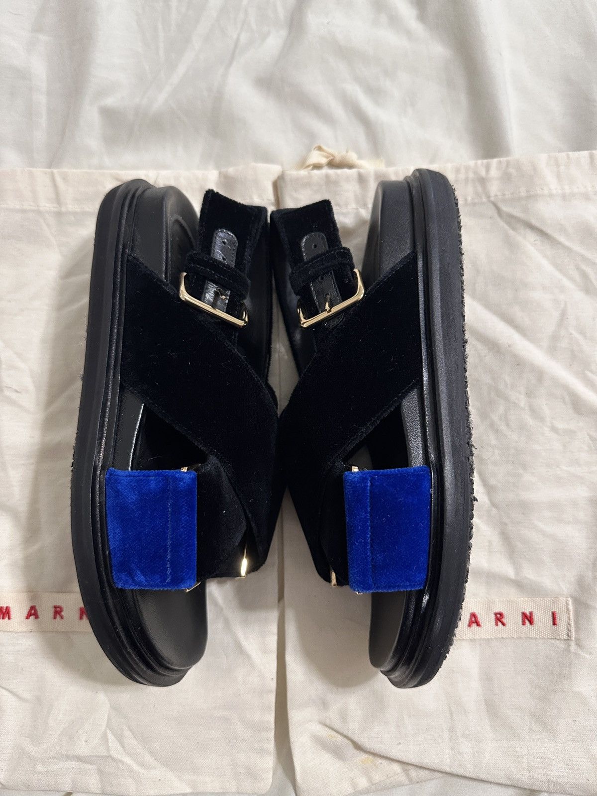 Marni Marni - Fussbett velvet black/blue women sandals size36 Size US 6 / IT 36 - 6 Thumbnail