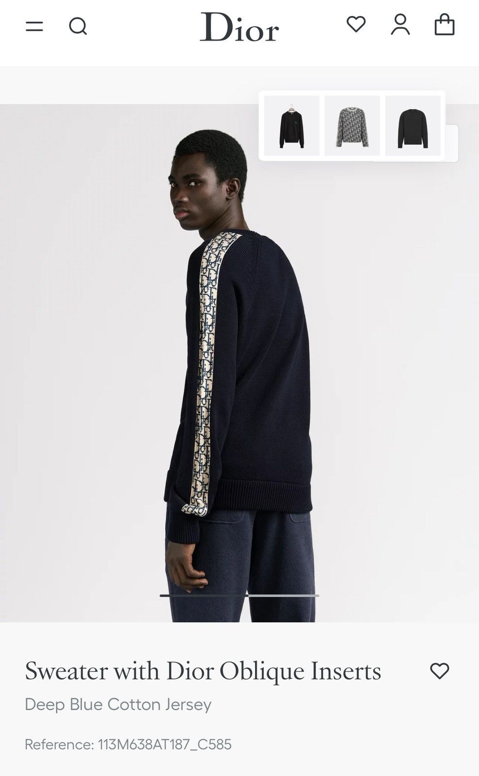 Dior Dior Sweater with Dior Oblique Stripe Deep Blue XSmall/Small Size US XS / EU 42 / 0 - 9 Thumbnail