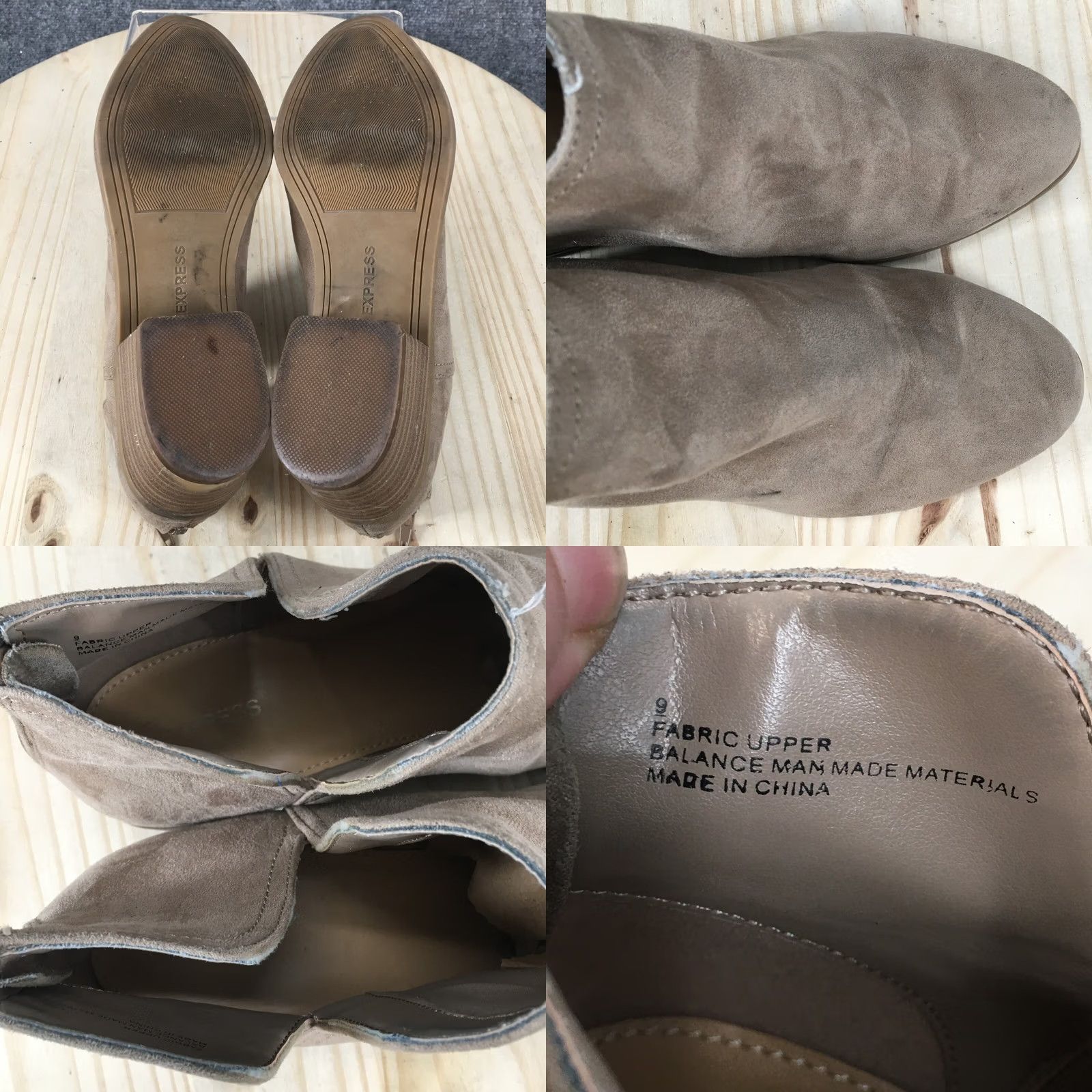 Express Express Boots Womens 9 Casual Back Zip Low Ankle Bootie Brown Fabric Heels Size US 9 / IT 39 - 8 Thumbnail