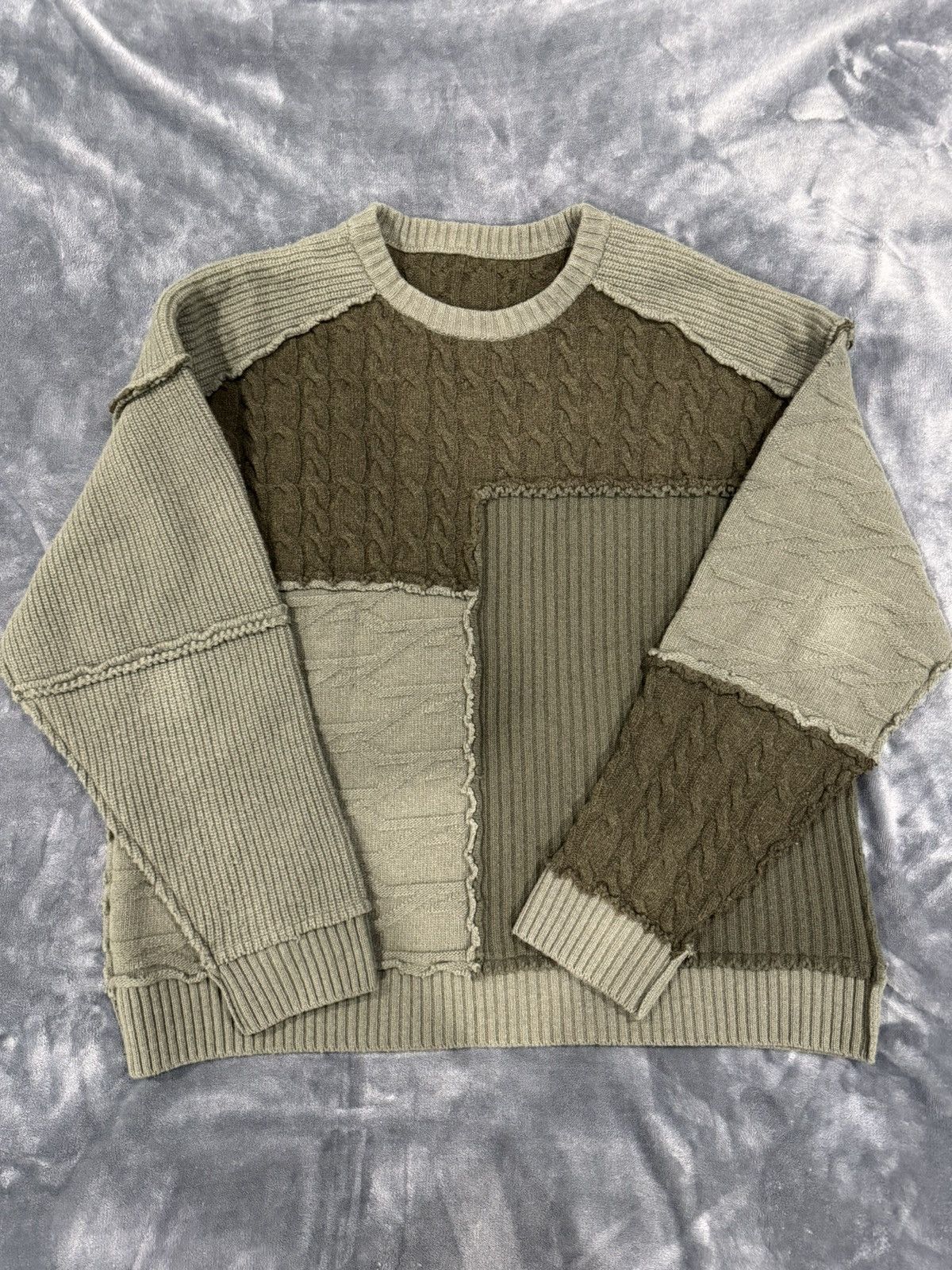 image of Represent Clo Wool Patchwork Sweater in Green, Men's (Size Large)