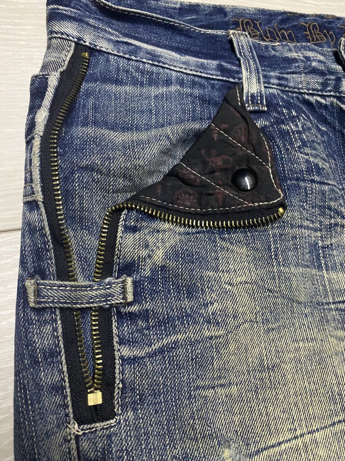 If Six Was Nine Blow By Blue Skull Button Denim Underground Japan Brand Rare Size US 32 / EU 48 - 9 Thumbnail