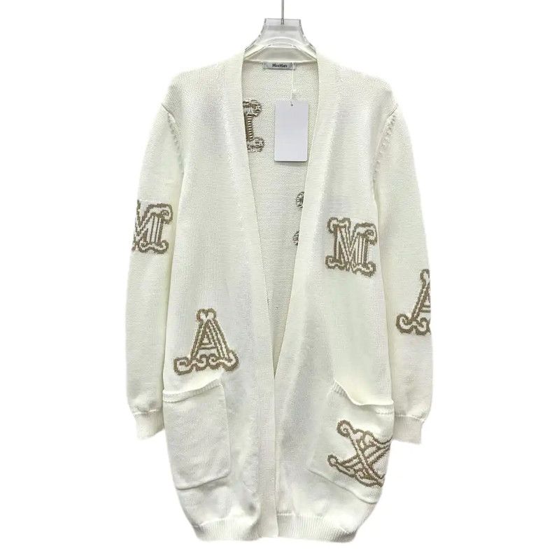 Max Mara MaxMara Women's White Cotton Cardigan 0089 Size M / US 6-8 / IT 42-44 - 1 Thumbnail