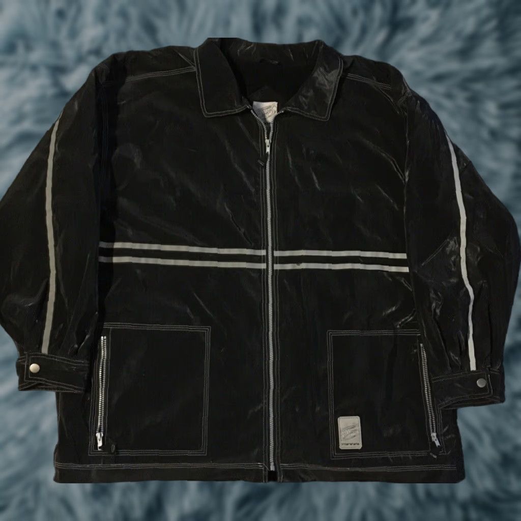 Vintage VINTAGE 90s Interstate Jeans Reflective Jacket 2XL Black Grunge Skate Surf Rave Jnco Y2K Mens Jacket Size US 39 - 1 Thumbnail