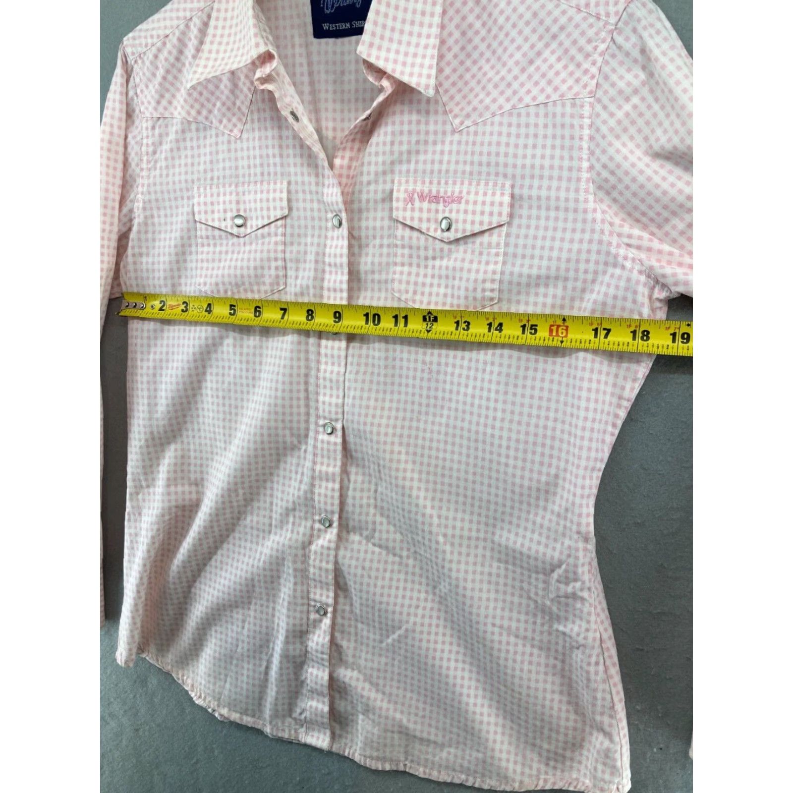 Wrangler VINTAGE Wrangler Western Shirt Womens M Pink Check Pearl Snap 100% Cotton Cowgirl | 90s Theme Size M / US 6-8 / IT 42-44 - 2 Thumbnail