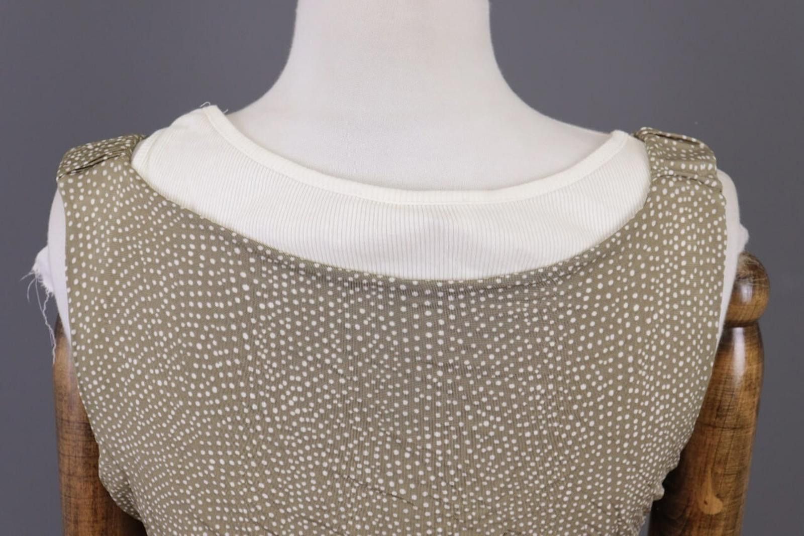 Designer Elisa Cavaletti Beige Dotted Lined Sleeveless Long Dress Size M / US 6-8 / IT 42-44 - 10 Thumbnail