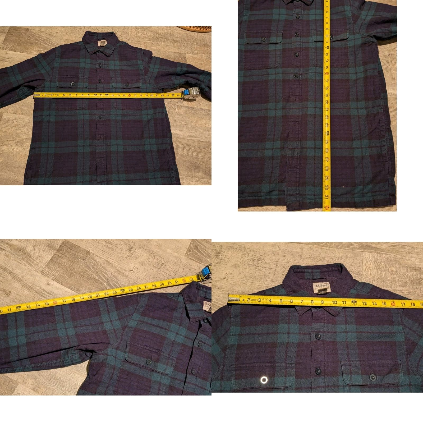 Vintage VINTAGE is not applicable; LL Bean Mens M Tall Fleece-Lined Flannel Button Up Shirt Jacket Buffalo Plaid Green Casual Workwear Size US M / EU 48-50 / 2 - 8 Thumbnail
