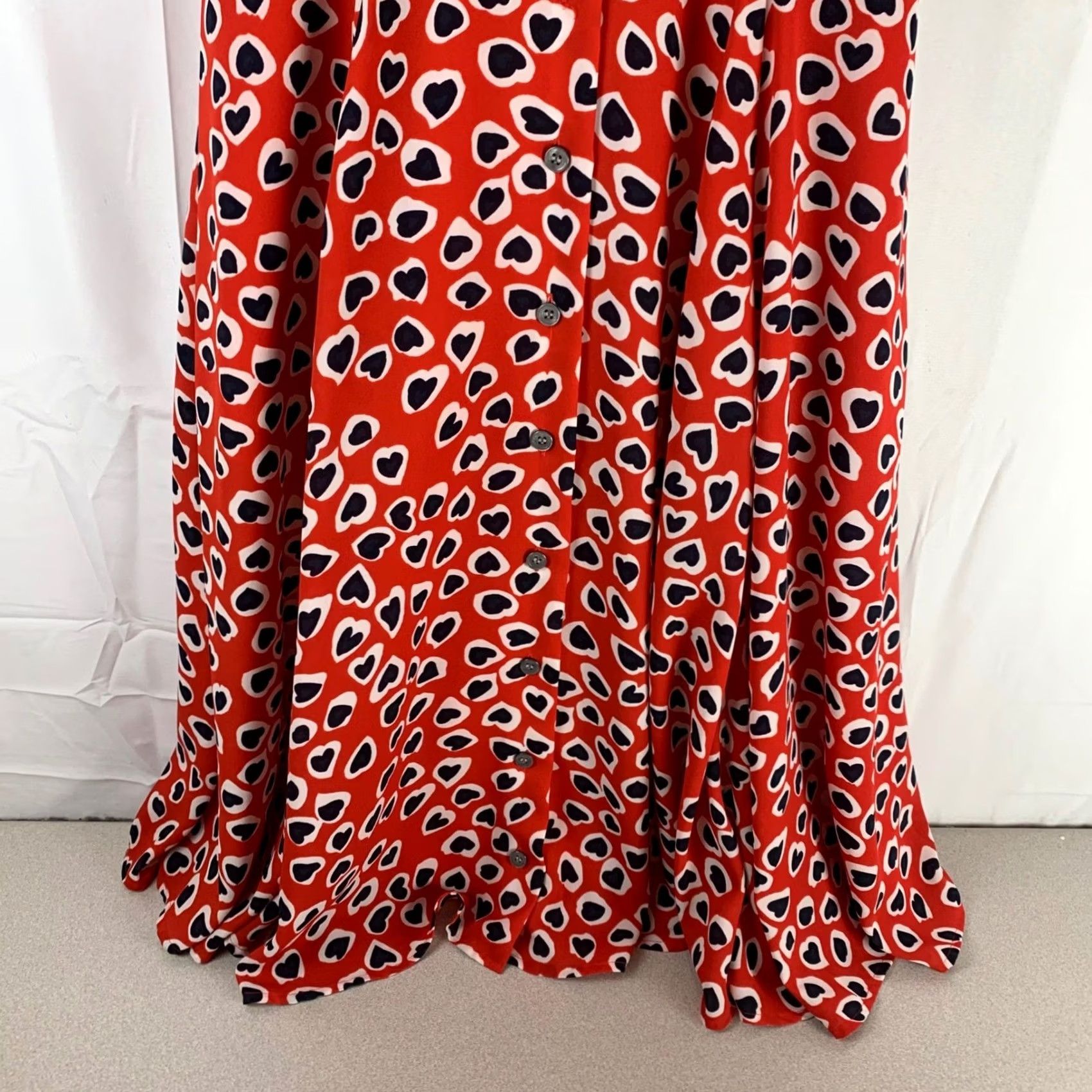 J.Crew J. CREW Heart Dress Red Midi Short Sleeve Collared Fit & Flare Shirt Dress Womens Size 4 Size 27" / US 4 / IT 40 - 4 Thumbnail