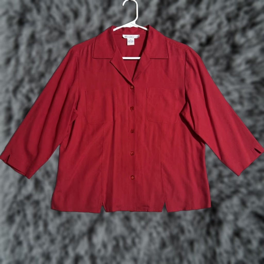 Vintage VINTAGE Anna and Frank Top Womens Medium Silk Office Smart Casual Button Up Shirt Size M / US 6-8 / IT 42-44 - 1 Thumbnail
