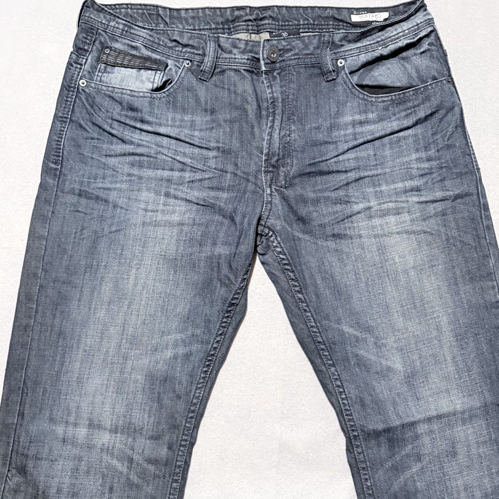 Buffalo David Bitton Buffalo David Bitton Straight Jeans Mens Blue Denim Mid-Rise Pockets Classic 36 Blue Mens Regular 36 Denim Jeans Size US 36 / EU 52 - 4 Thumbnail