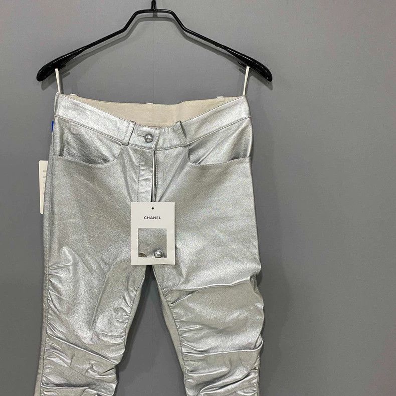 Chanel Chanel Show silver sheepskin trousers 2504-Nextarrow Size 42" / US 20 - 2 Thumbnail