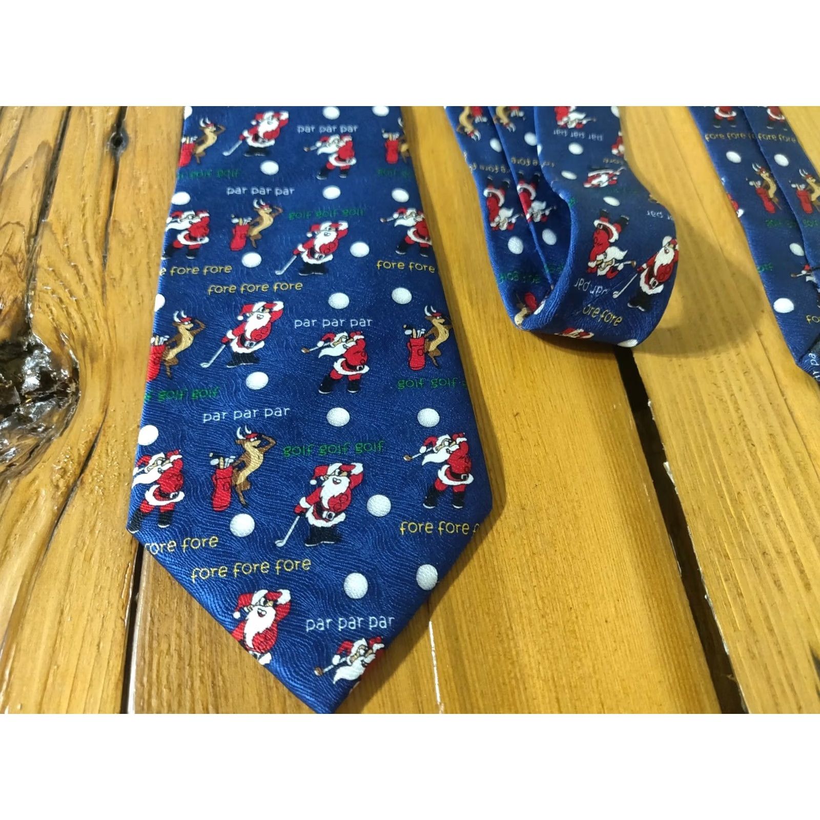 Vintage Cape Cod Neckwear Men's Tie 100% Silk Christmas Santa Claus Golf Novelty Blue Classic Size ONE SIZE - 2 Thumbnail