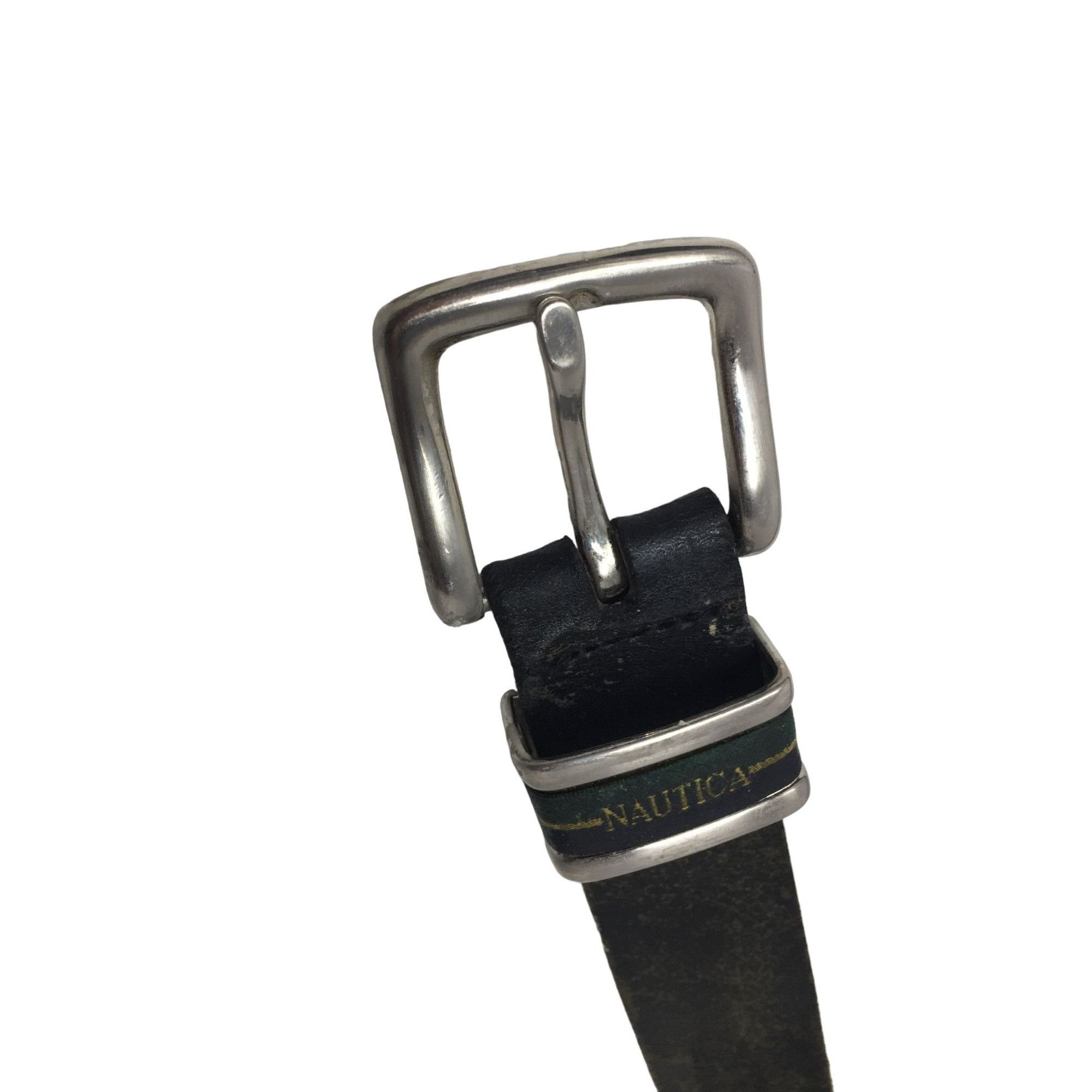 Nautica Mens NAUTICA Black Leather Belt with Silver Metal Belt Buckl Size ONE SIZE - 2 Thumbnail