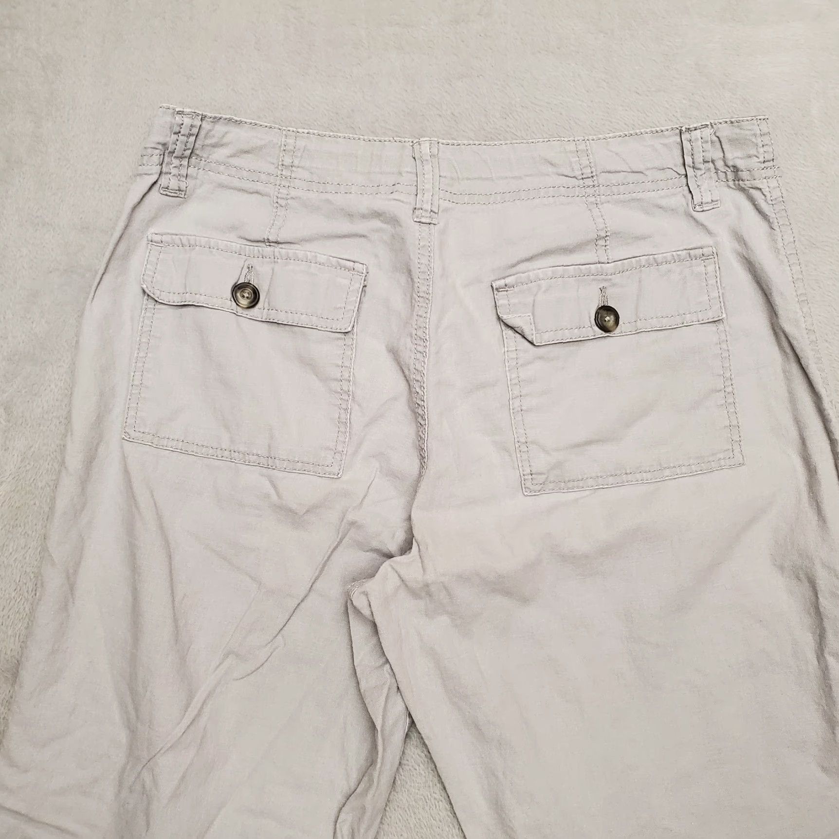 Old Navy Old Navy Linen Pants Womens Small Gray Cotton Flat Front Draw Zip Strings Chino Casual 30in Inseam Pockets Size 28" / US 6 / IT 42 - 7 Thumbnail