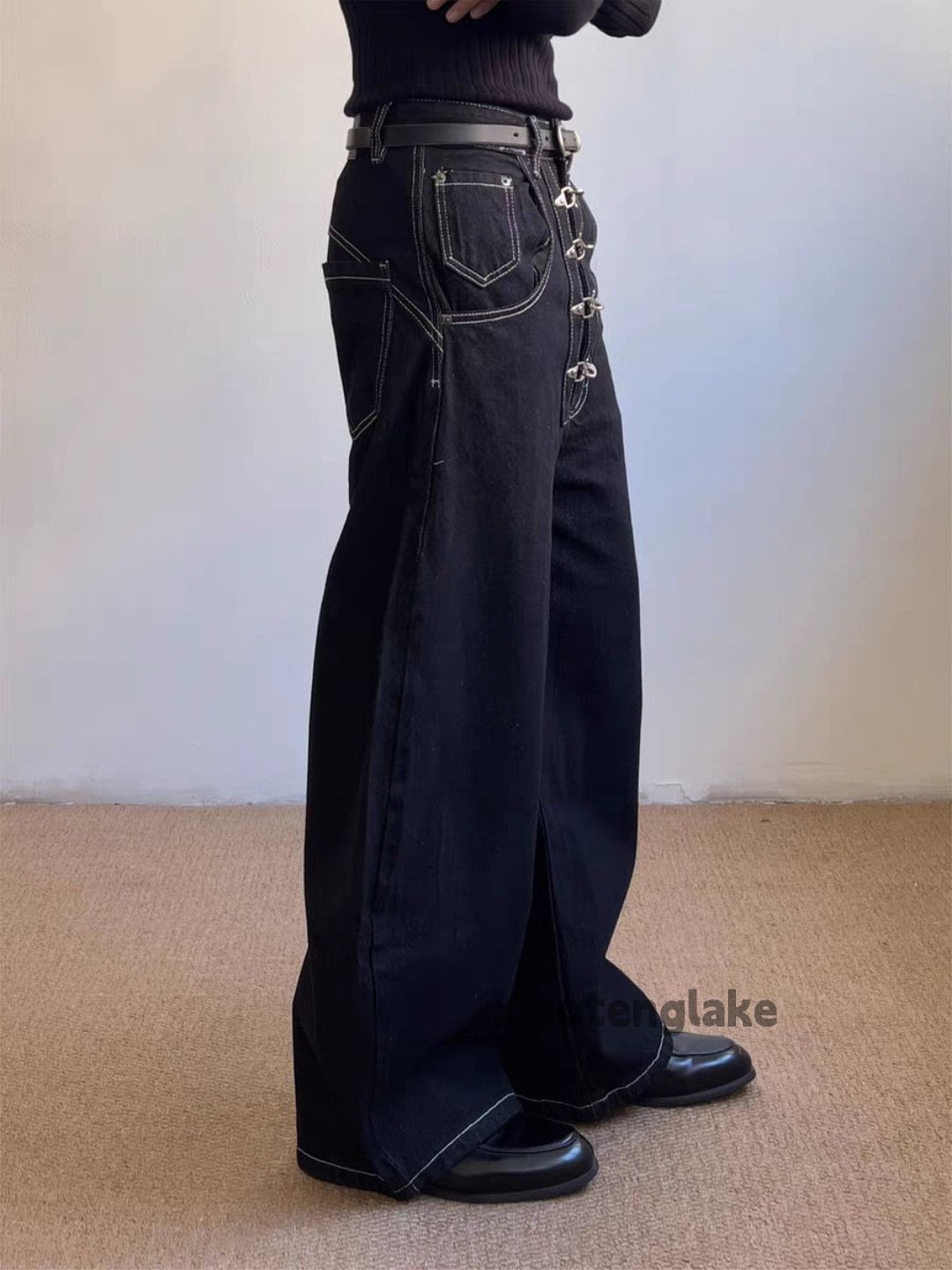 Jean ltx vintage loose baggy wide Leg flared cleanfit jeans Size US 33 - 1 Thumbnail