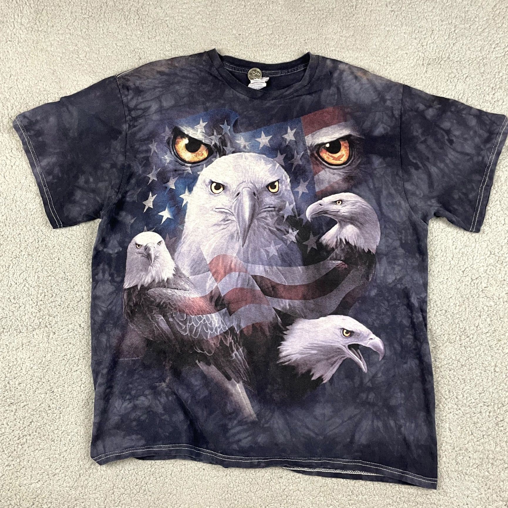 Vintage VINTAGE Eagle American Flag TShirt Mens Large Gray Nature Tie Dye Shirt Size US L / EU 52-54 / 3 - 2 Thumbnail