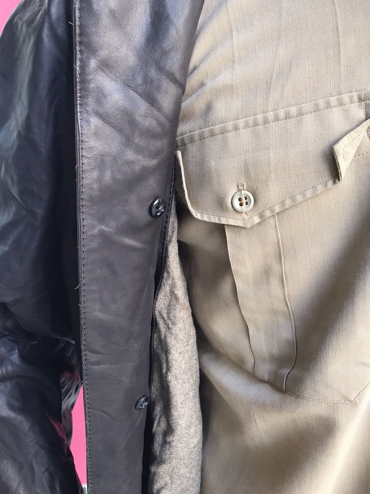 Handmade WOOL & CASHMERE LINED LEATHER RAGLAN COAT, BALMACAAN COAT Size US L / EU 52-54 / 3 - 7 Thumbnail