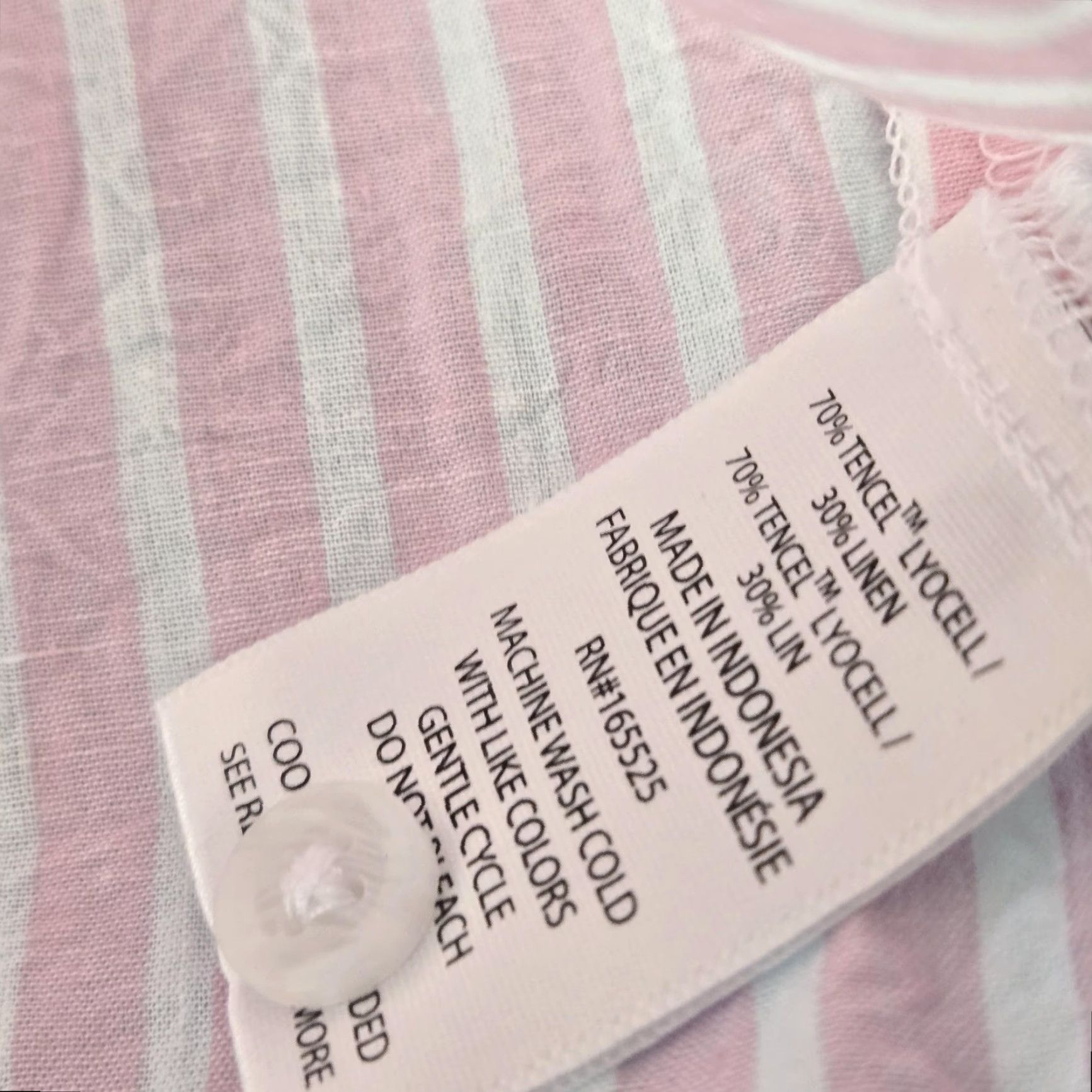 Vintage LOLA RIVER Blouse Womens XS Pink Striped Tunic Short Sleeve Lyocell Linen Size XS / US 0-2 / IT 36-38 - 6 Thumbnail