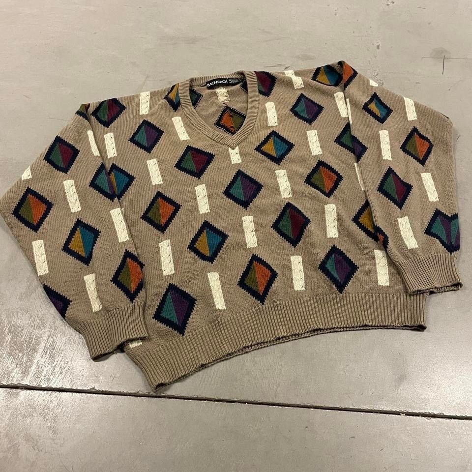 Vintage vintage y2k v-neck patterned sweater Size US L / EU 52-54 / 3 - 1 Thumbnail