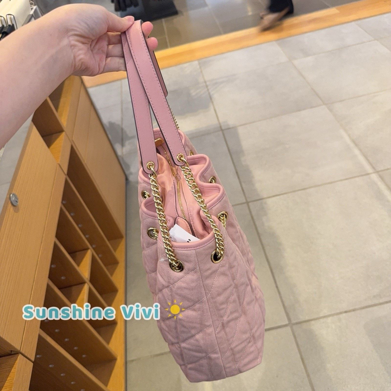 Coach NWT Coach Evelyn Shoulder Bag Loved denim CER79 Light Pink Size ONE SIZE - 5 Thumbnail