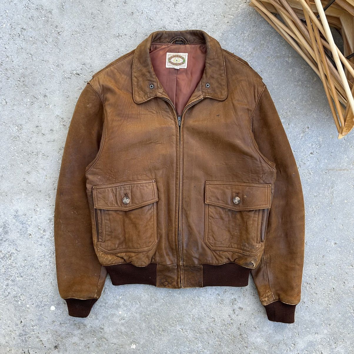 Banana Republic VTG 80’s Banana Republic Military Style Leather Bomber Coat Size US L / EU 52-54 / 3 - 1 Thumbnail