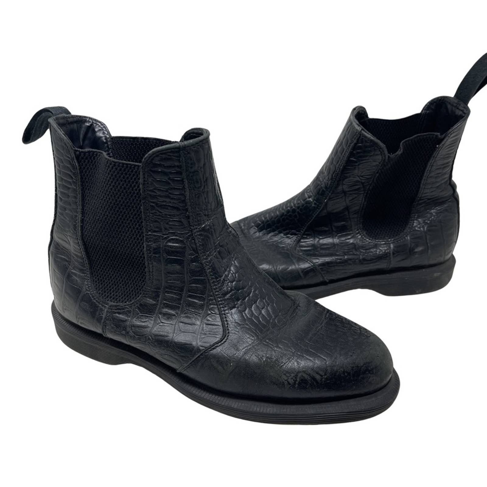 Dr Martens Women's Flora Croc Chelsea Boot Black Leather