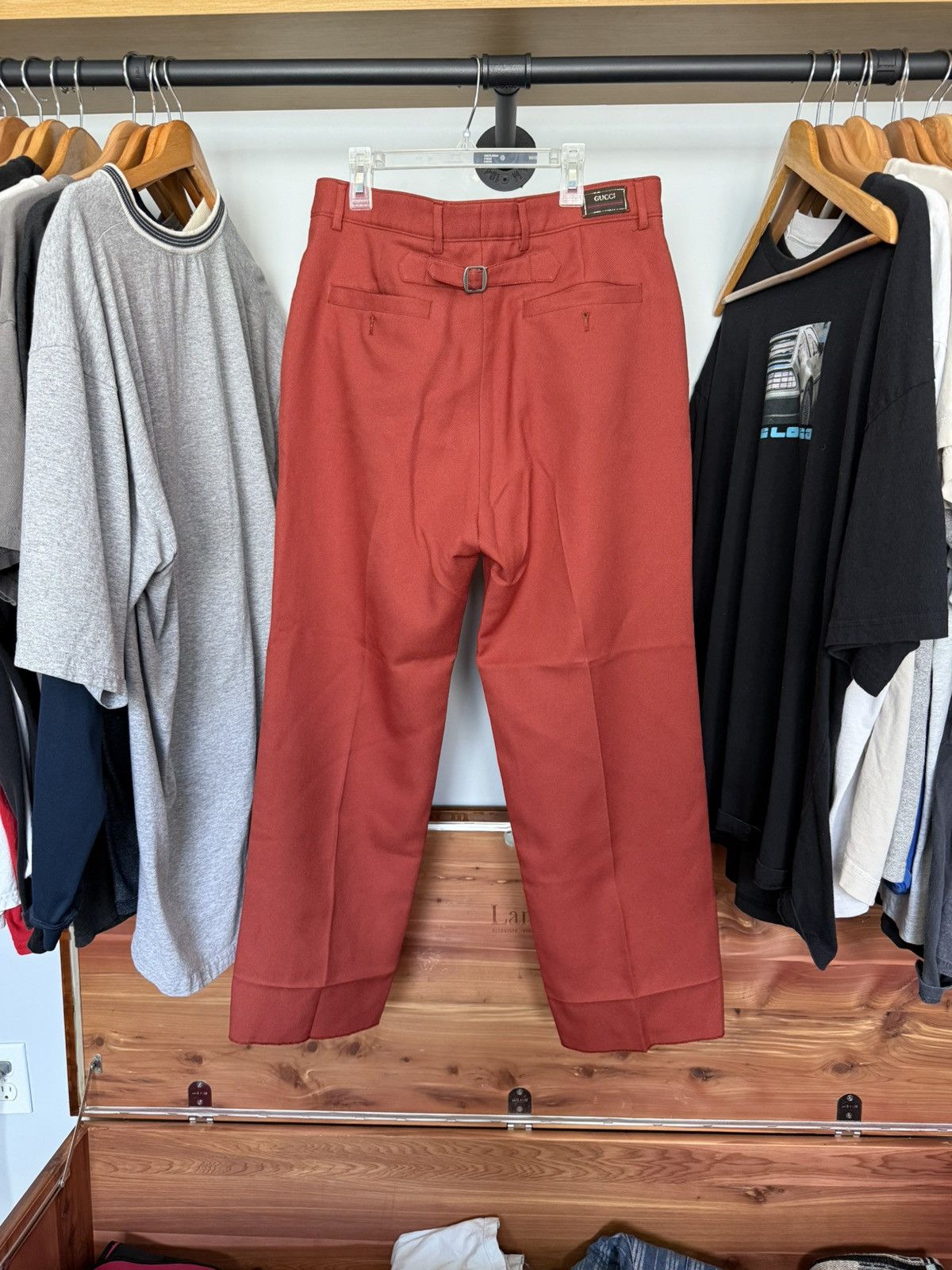 Gucci Gucci maroon polyester buckle back trouser Size US 32 / EU 48 - 2 Thumbnail