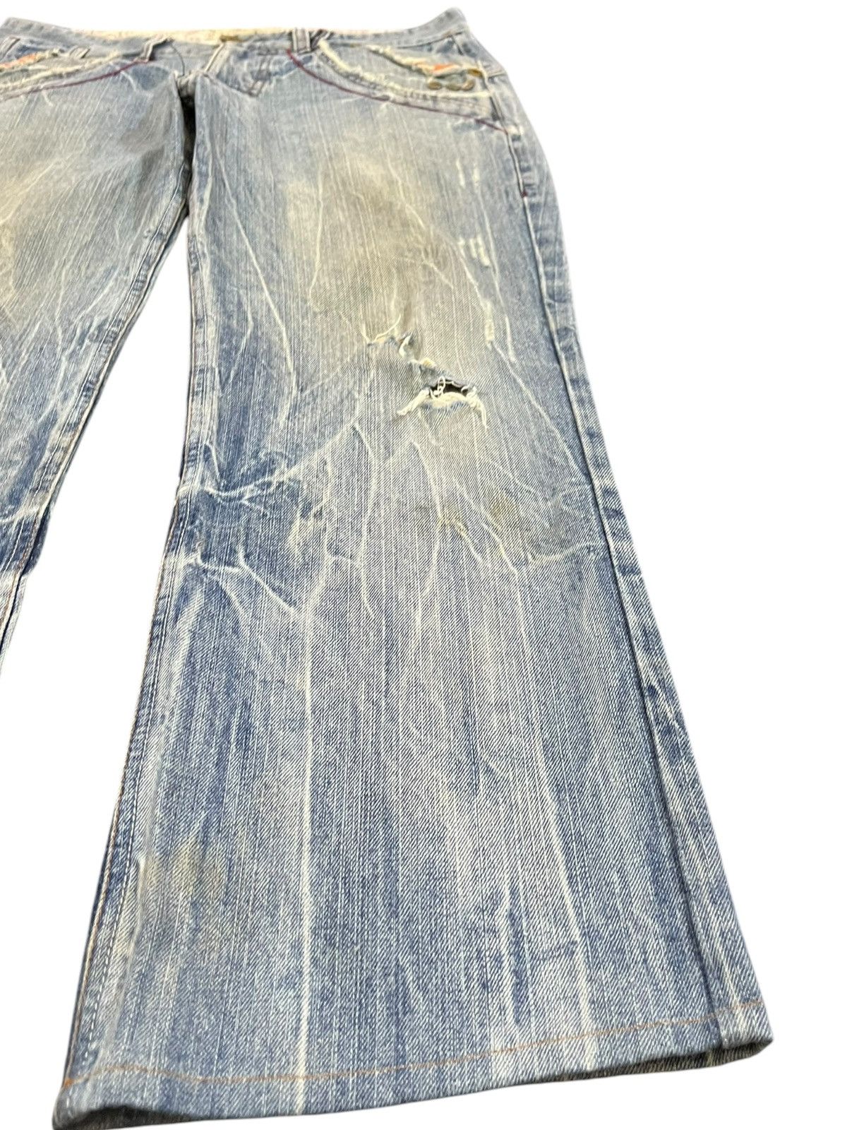Japanese Brand Vintage Oilcake Studded Low rise Boot cut Denim Size US 34 / EU 50 - 4 Thumbnail