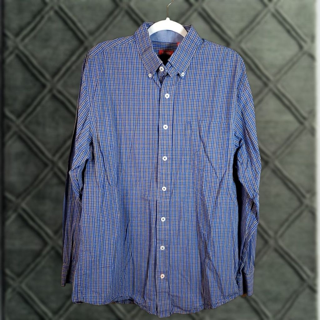 Izod IZOD Shirt Mens LT Large Tall Blue Plaid Long Sleeve Pocket Button Down Size US L / EU 52-54 / 3 - 1 Thumbnail