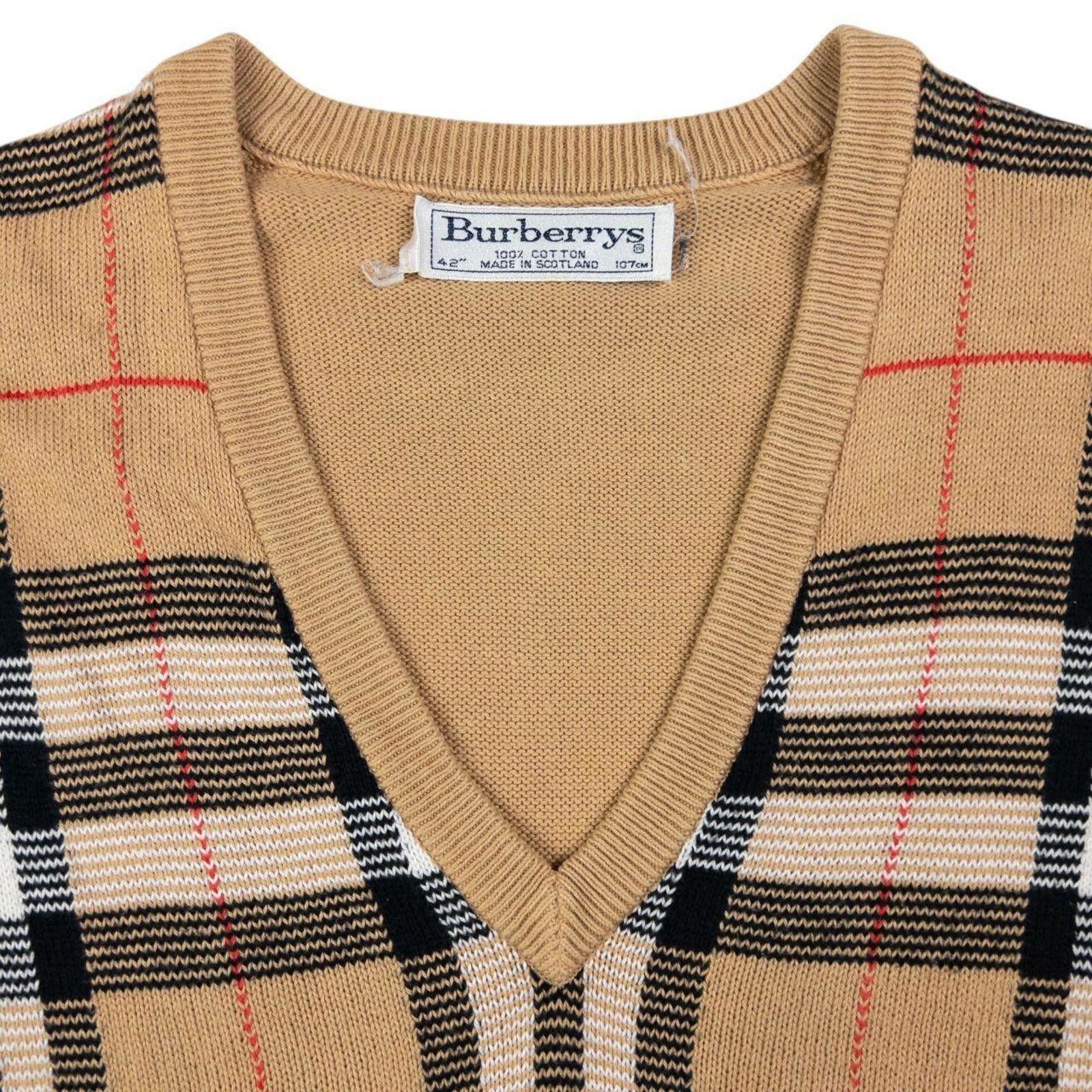 Vintage Burberry Nova Check Knit Sweater Vest Jumper Size L