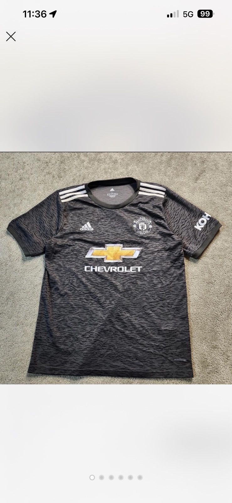 Adidas ADIDAS MANCHESTER UNITED 2020 AWAY JERSE SOCCER SIZE LARGE Size US L / EU 52-54 / 3 - 1 Thumbnail
