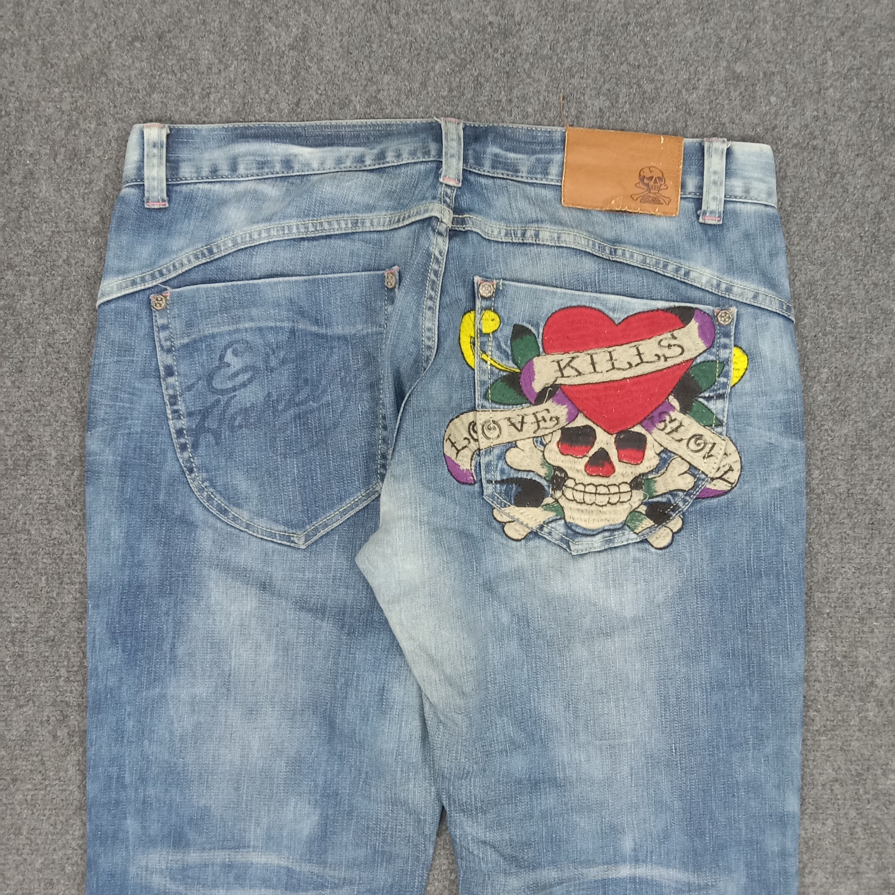 Christian Audigier × Ed Hardy × Vintage Ed Hardy by Christian Audiger Embroidery Logo Jeans Size US 35 - 2 Thumbnail