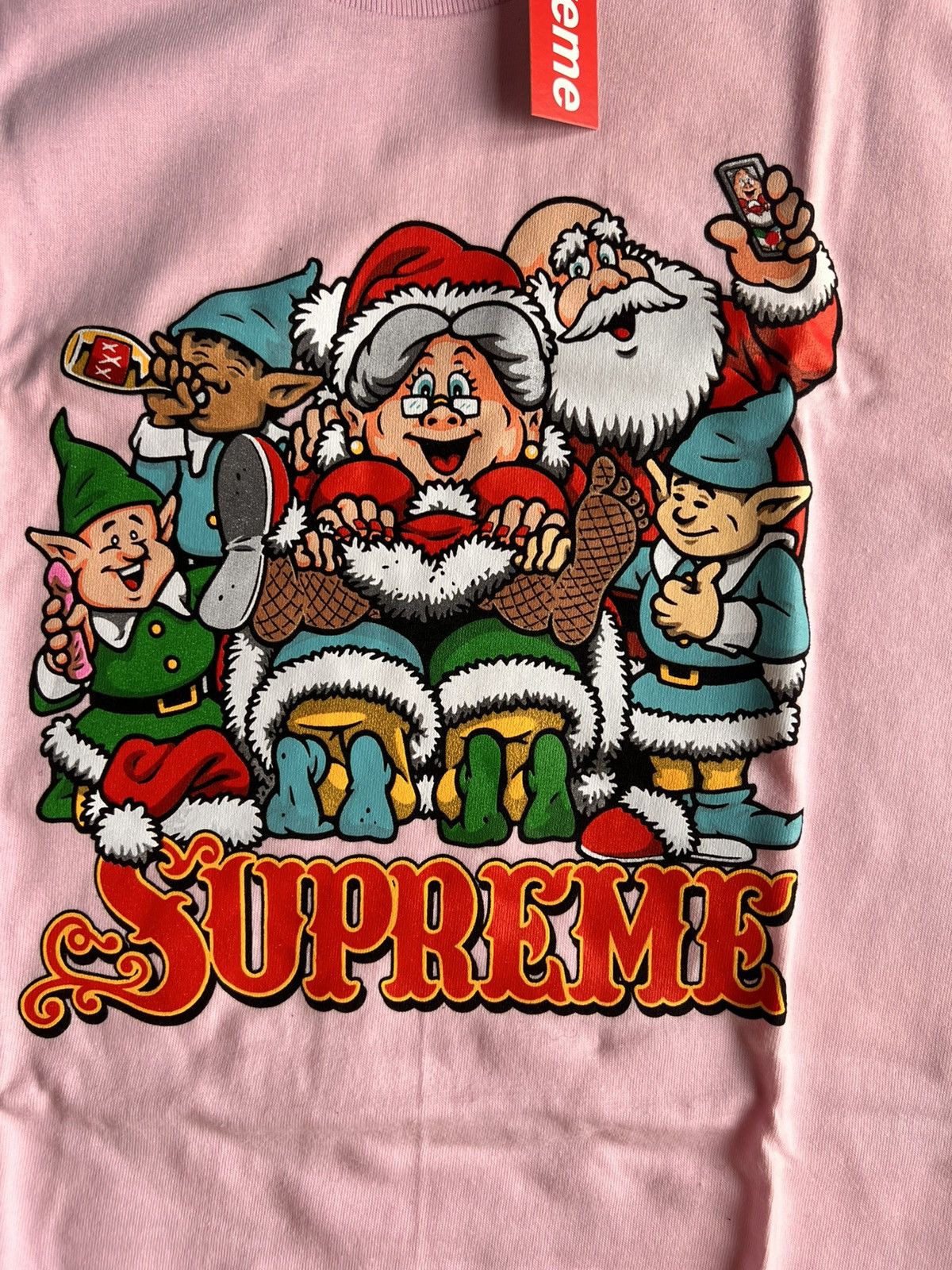 Supreme S - Supreme Naughty Tee Pink santa tshirt Dwarfs holiday Size US S / EU 44-46 / 1 - 2 Thumbnail