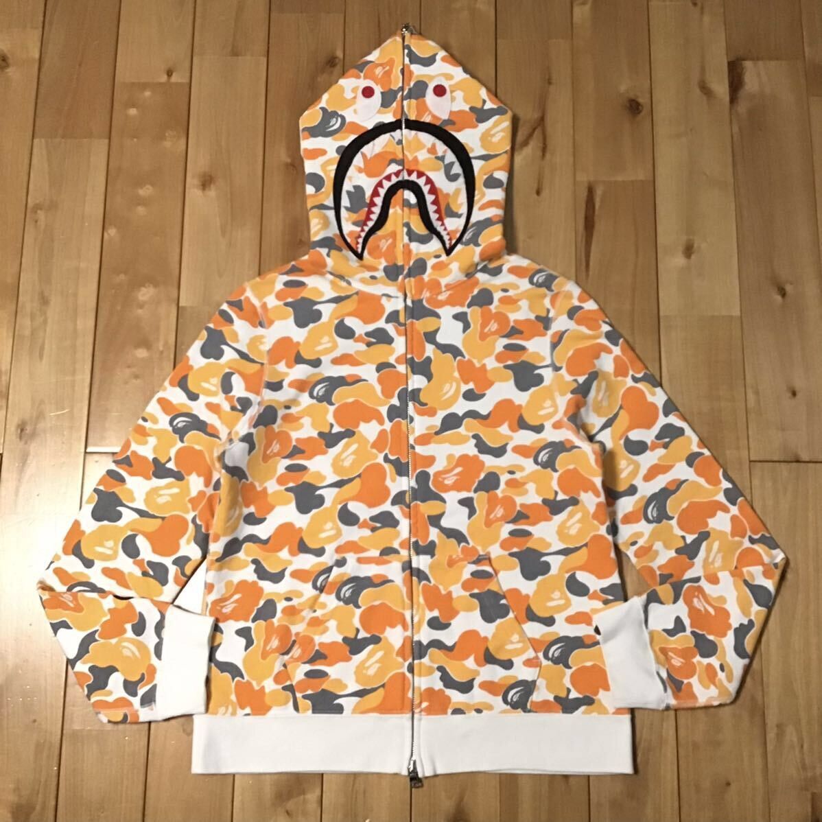 image of Bape x Nigo Fukuoka City Camo Shark Full Zip Hoodie A Bathing Ape Nigo in Orange/White, Women's (Si