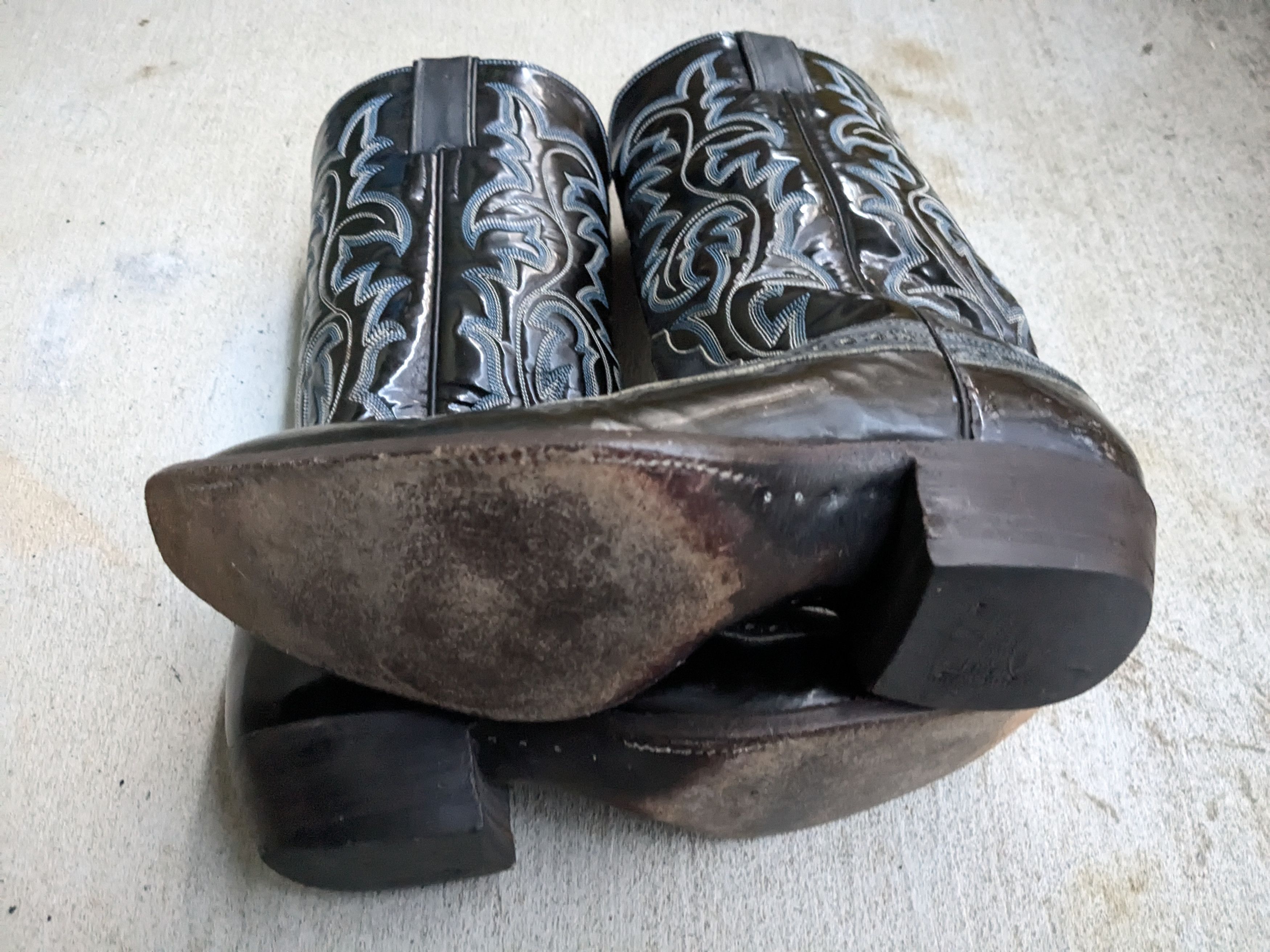 Justin Boots Vintage Justin Cowboy Boots Leather Black Blue 9 D Western Size US 9 / EU 42 - 12 Thumbnail
